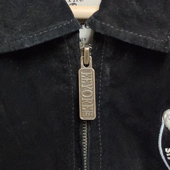 Vtg Disney Store Eeyore Jacket Womens Size M Black Suede Leather Zipper Coat 90s - Picture 6 of 14